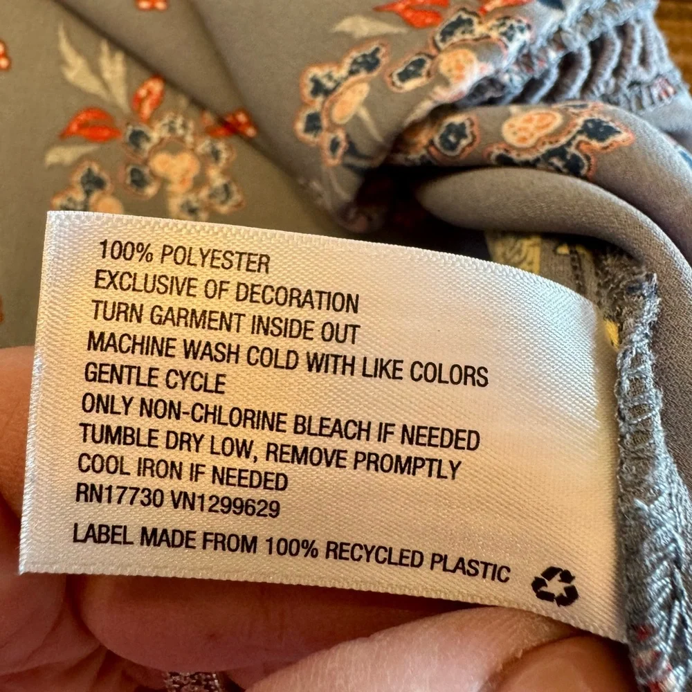 Knox Rose Women’s Boho Gray Multicolor Floral Peasant Top Size S - Picture 5 of 7